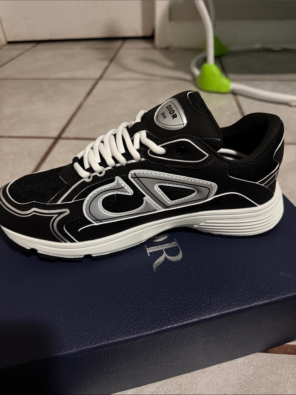 Dior Black & White Mesh and Leather Low-Top Sneaker